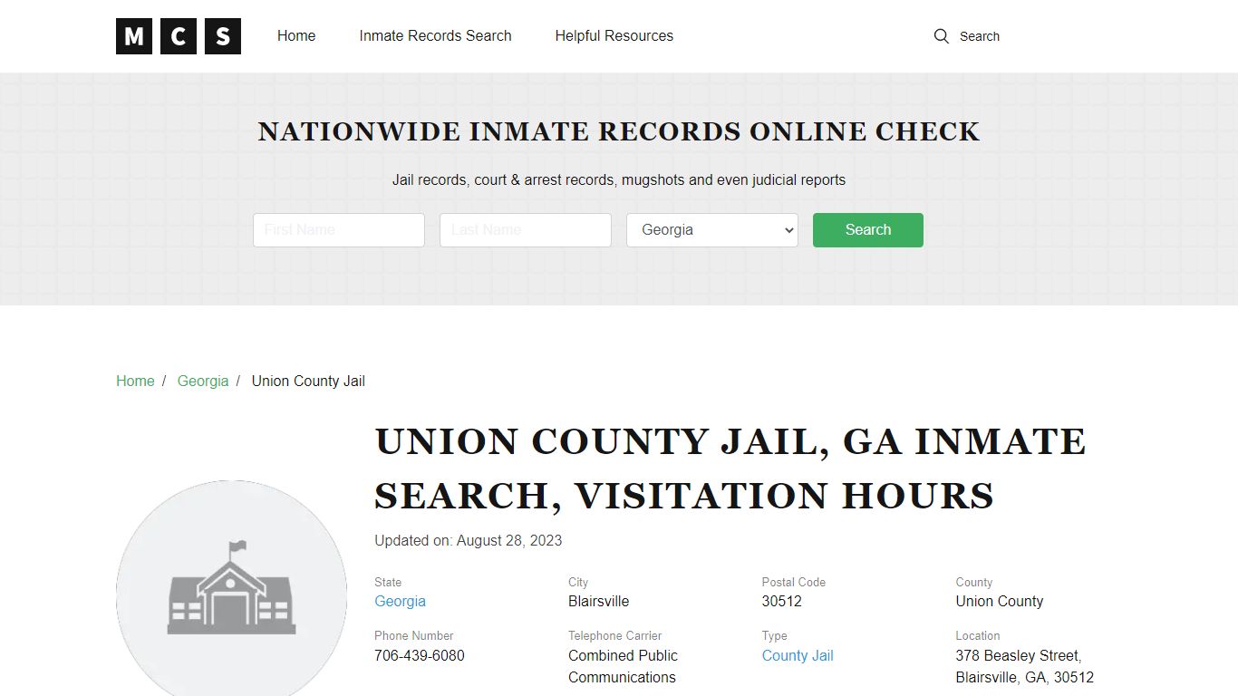 Union County, GA Jail Inmates Search, Visitation Rules