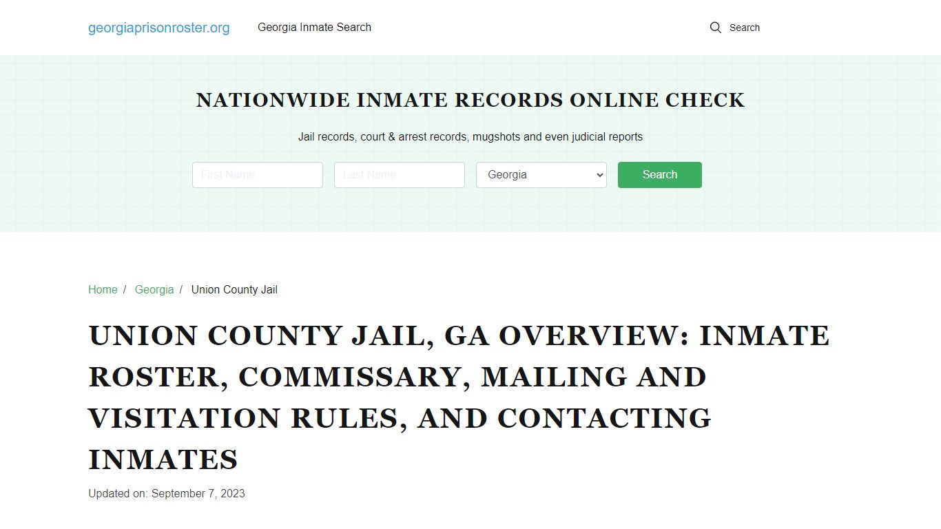 Union County Jail, GA: Inmate Search, Visitation & Contact Info